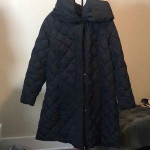 SUPER WARM cowl neck down quilted coat
